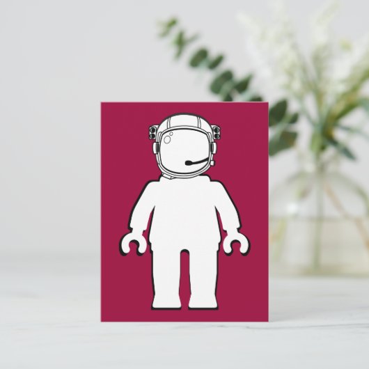 Banksy Style Astronaut Minifig Briefkaart (Staand voorkant)