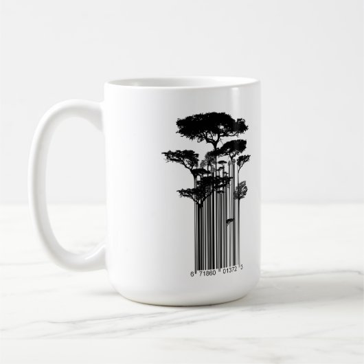 Banksy Style Barcode Trees illustratie Koffiemok (Links)