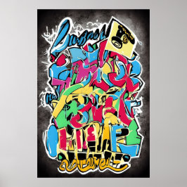 Banksy Style Street Art: Een vuurtje, een kaartje Poster