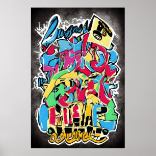 Banksy Style Street Art: Een vuurtje, een kaartje  Poster