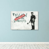 Banksy Volg je dromen Canvas Afdruk (Insitu (Houten vloer))