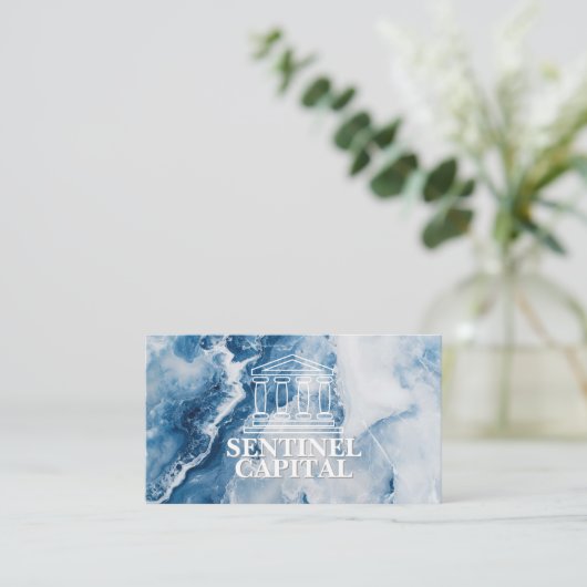 bankwezen | blauw marmer visitekaartje (Staand voorkant)