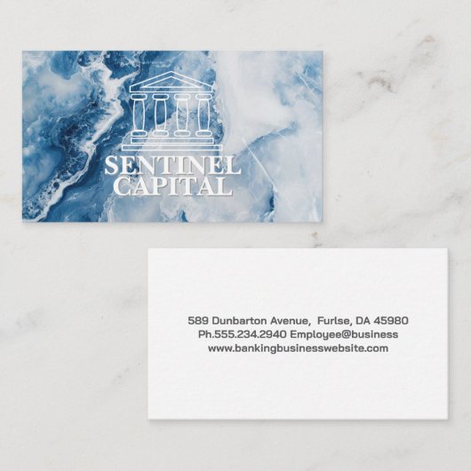 bankwezen | blauw marmer visitekaartje (Voorkant / Achterkant)