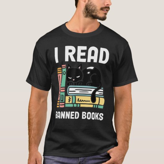 Banned Books Bookworm Reader I Read Banned Books T-shirt (Voorkant)