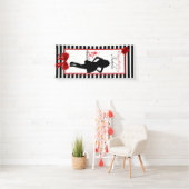 Banner 50 & FABULOUS Birthday Black/White Stripes (Insitu)