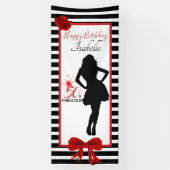 Banner 50 & FABULOUS Birthday Black/White Stripes (Verticaal)