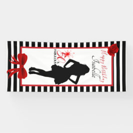 Banner 50 & FABULOUS Birthday Black/White Stripes