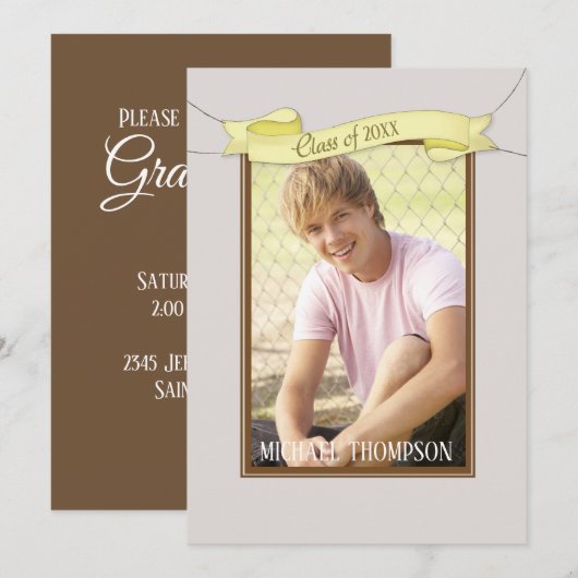 Banner 5" x 7", Afstudeeruitnodiging Kaart (Voorkant / Achterkant)