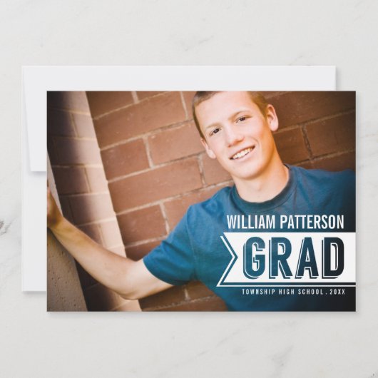 Banner Afstudeerder Guy Foto Graduparty Uitnodigin Kaart (Voorkant)