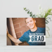 Banner Afstudeerder Guy Foto Graduparty Uitnodigin Kaart (Staand voorkant)