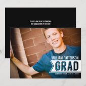 Banner Afstudeerder Guy Foto Graduparty Uitnodigin Kaart (Voorkant / Achterkant)