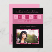 Banner Afstuderen Aankondiging Briefkaart (roze) (Voorkant / Achterkant)