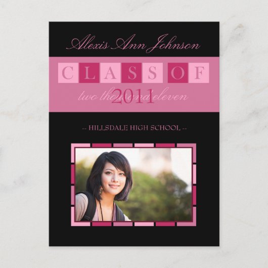 Banner Afstuderen Aankondiging Briefkaart (roze) (Voorkant)