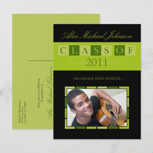 Banner Afstuderen Announcement Briefkaart (limoen) (Voorkant / Achterkant)