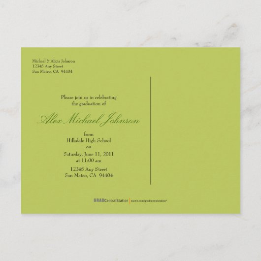 Banner Afstuderen Announcement Briefkaart (limoen) (Achterkant)