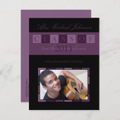 Banner Afstuderen Announcement Briefkaart (paarse) (Voorkant / Achterkant)