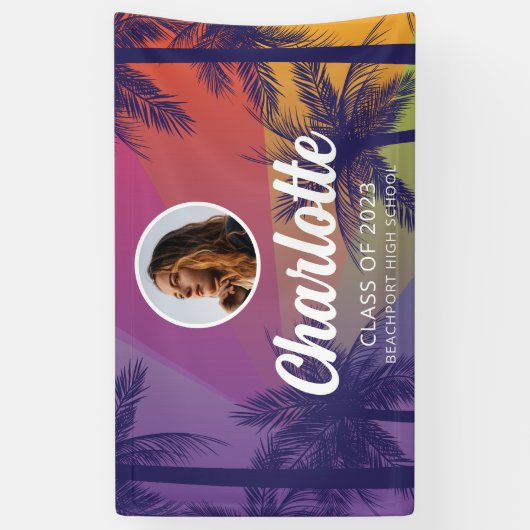 Banner Afstuderen tropische palmboom (Verticaal)