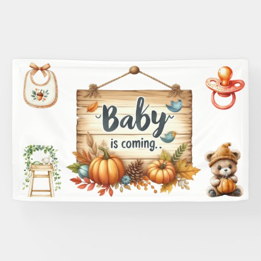 Banner-Autumn Baby shower Banner-3 x 5 ft Spandoek (Horizontaal)