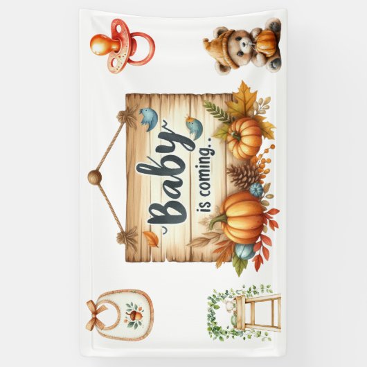 Banner-Autumn Baby shower Banner-3 x 5 ft Spandoek (Verticaal)