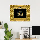 Banner Baby shower Little Prince Gold Black 3 Poster (Thuiskantoor)