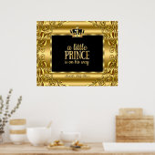 Banner Baby shower Little Prince Gold Black 3 Poster (Keuken)
