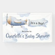 Banner Baby shower vliegtuig