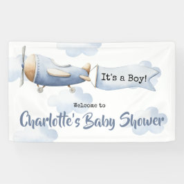Banner Baby shower vliegtuig