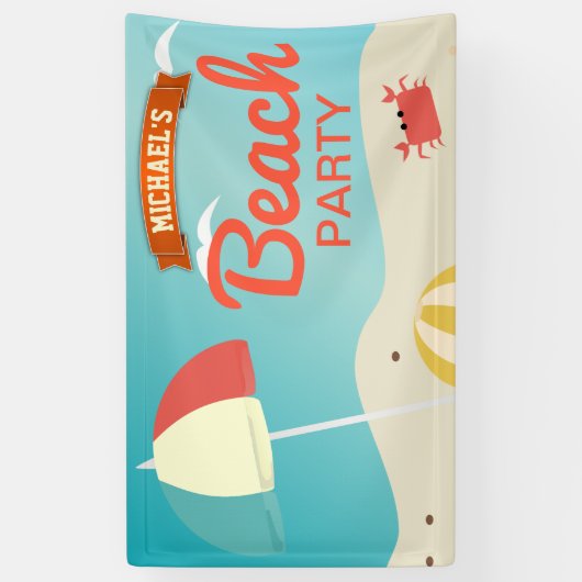 Banner Beach Birthday Party (Verticaal)