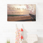 Banner Beach Sunset Plumeria Wedding Banner (Insitu)