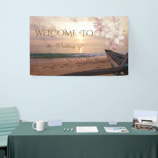 Banner Beach Sunset Plumeria Wedding Banner (Beurs)
