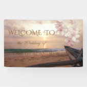 Banner Beach Sunset Plumeria Wedding Banner (Horizontaal)