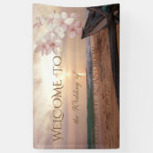Banner Beach Sunset Plumeria Wedding Banner (Verticaal)