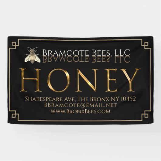 Banner Black Gold Honey bee van de imker Vinyl Ban (Horizontaal)