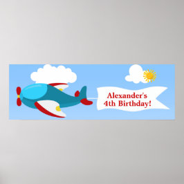 Banner Boy Birthday Banner vliegtuig Poster