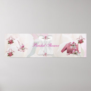 Banner Bruiloftsfeest Wit Roze Corset Poster