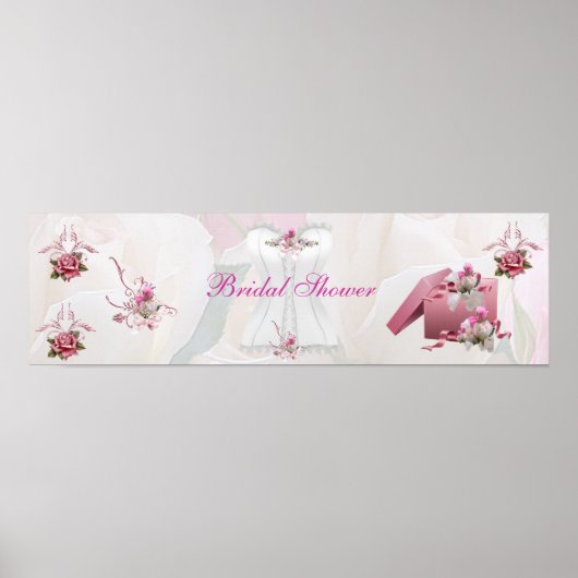 Banner Bruiloftsfeest Wit Roze Corset Poster (Voorkant)