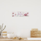 Banner Bruiloftsfeest Wit Roze Corset Poster (Keuken)