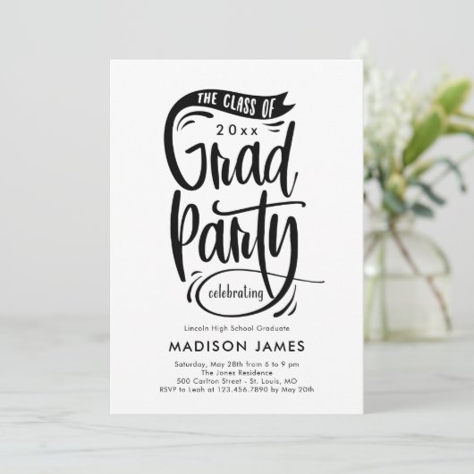 Banner EDITABLE COLOR Afstuderen Invitation Aankondiging (Staand voorkant)