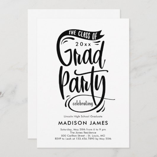 Banner EDITABLE COLOR Afstuderen Invitation Aankondiging (Voorkant / Achterkant)