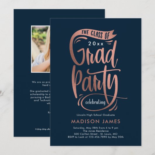 Banner EDITABLE COLOR Afstuderen Invitation Aankondiging (Voorkant / Achterkant)