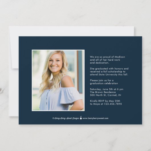 Banner EDITABLE COLOR Afstuderen Invitation Aankondiging (Achterkant)