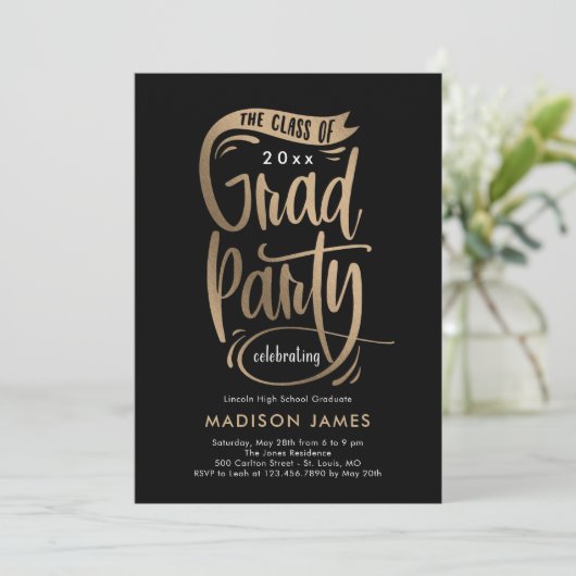 Banner EDITABLE COLOR Afstuderen Invitation Aankondiging (Staand voorkant)