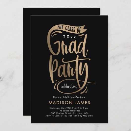 Banner EDITABLE COLOR Afstuderen Invitation Aankondiging (Voorkant / Achterkant)