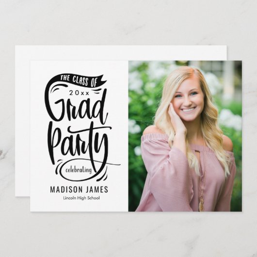 Banner EDITABLE COLOR Afstuderen Invitation Aankondiging (Voorkant / Achterkant)