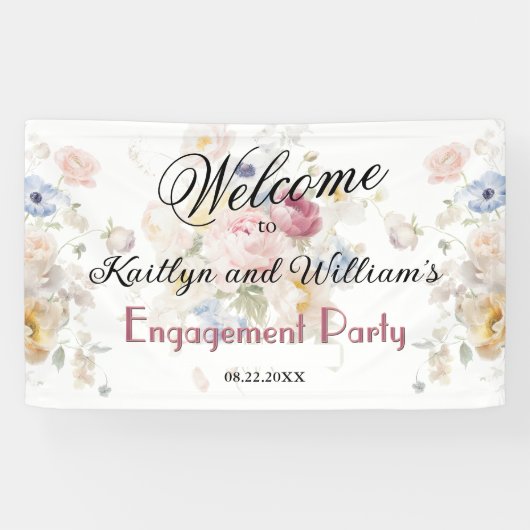 BANNER Elegant Floral Engagement Party Welcome  (Horizontaal)