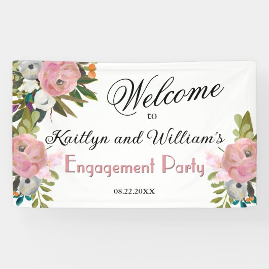 BANNER Elegant Floral Engagement Party Welcome (Horizontaal)