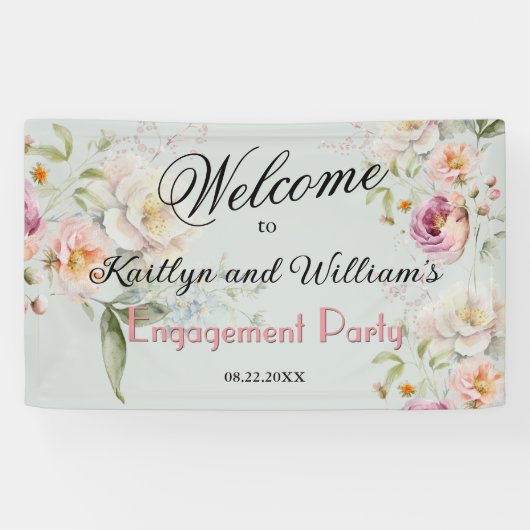 BANNER Elegant Floral Engagement Party Welcome (Horizontaal)