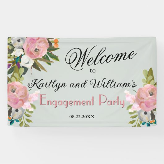 BANNER Elegant Floral Engagement Party Welcome (Horizontaal)