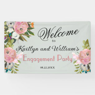 BANNER Elegante bloemige verlovingsfeest welkom