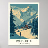 Banner Elk NC  Mountain Winter Village Art Poster (Voorkant)